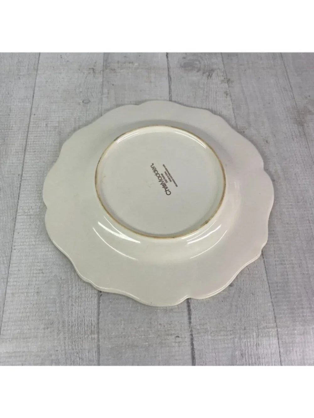 Chris Madden JCPenny ADALINA Ivory Embossed Stoneware Salad Lunch Plates Set 4